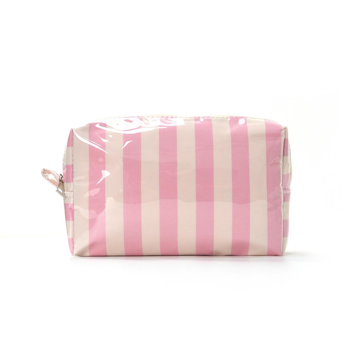 FH Large Capacity Color-Block Makeup Bag Travel Portable Cosmetic Storage Bag Striped Storage Bag High Aesthetic Value Small size