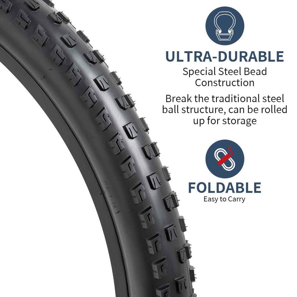 YunSCM Set of 2, 29x2.10 Tires, 54-622 Bicycle Tires + 28/29x1.75/2.40 Tubes with 32mm American Valves, Rim Tape, and Tire Levers, Y-2115