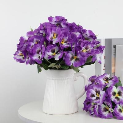 Artificial Pansy Flowers UV Resistant Fake Flowers Reusable Faux Pansy Flowers Bundle for Vase Garden Porch Patio Indoor Outdoor Home Decor