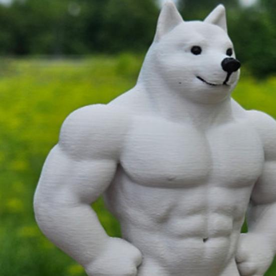 3D Printed Muscle Dog Ornament Plastic Muscular Dog Statue Figurine Home Office Desktop Decoration Fitness Enthusiasts Gift