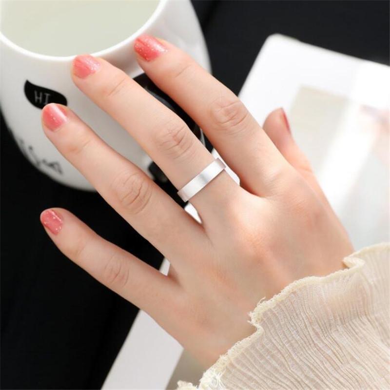 New Simple And Creative Geometric Female 925 Sterling Silver Jewelry Temperament Brushed Hollow Cross Opening Rings TYB513