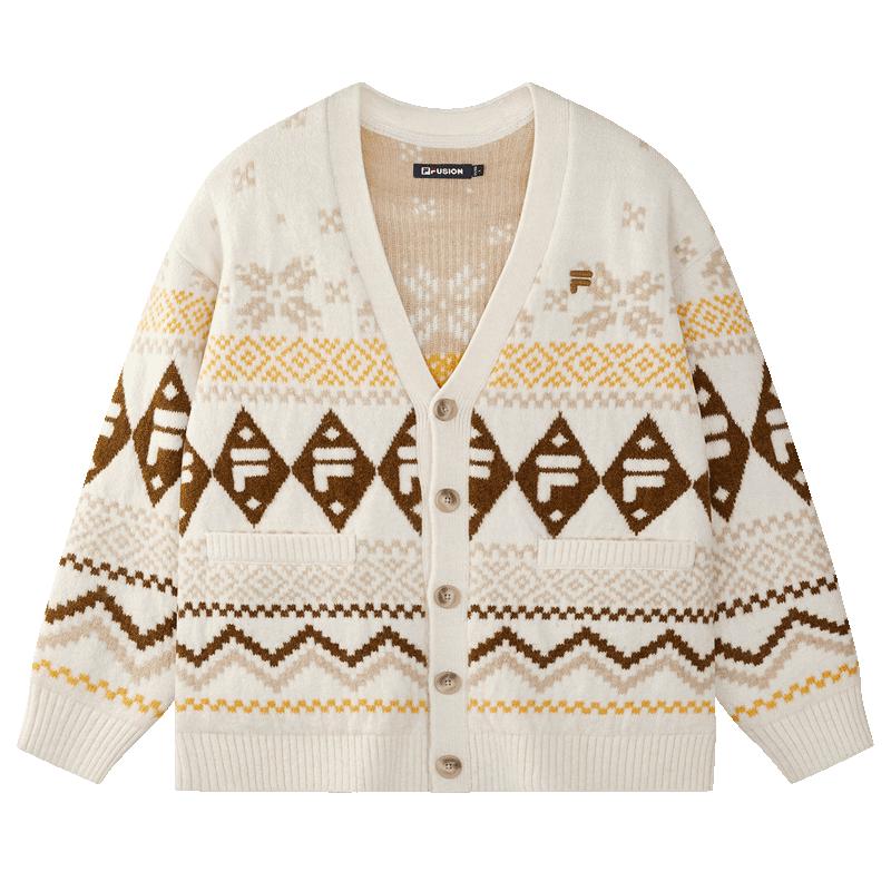 FILA FUSION Couple Woven V-Neck Cardigan