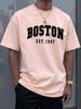 Summer Unisexs 100 Pure Cotton Casual Fashionable Loose Boston EST 1997 Printed Round Neck Short Sleeved TShirt Versatile Top