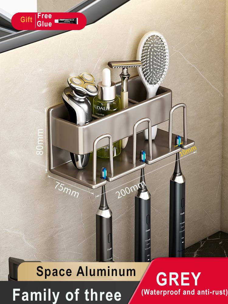 Toothbrush Holder Wall-mounted Gargle Cup Storage Electric Razor Shaver Shelf Batchroom Toiletries Organization Toothbrush Rack