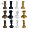 European Retro Candle Holder Vintage Taper Holder, Nostalgic Resin Candlestick Decorative Black Stand for Wedding Party Dinning Table Centerpiece Gold