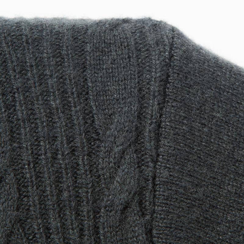 FAPAI Men's 100% Lambswool Thick Crew Neck Sweater