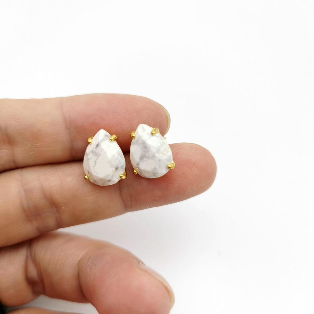Casual Stud Earrings Water Drop Shape Faceted Natural Stone Earring Women Reiki Jewelry Fit for Party Anniversary Gift