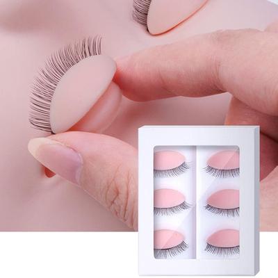 3 Paires/Set Extension de Cils Postiches de Remplacement Tête d'Entraînement Mannequin Yeux Silicone Paupières Amovibles Entraînement Tatouage