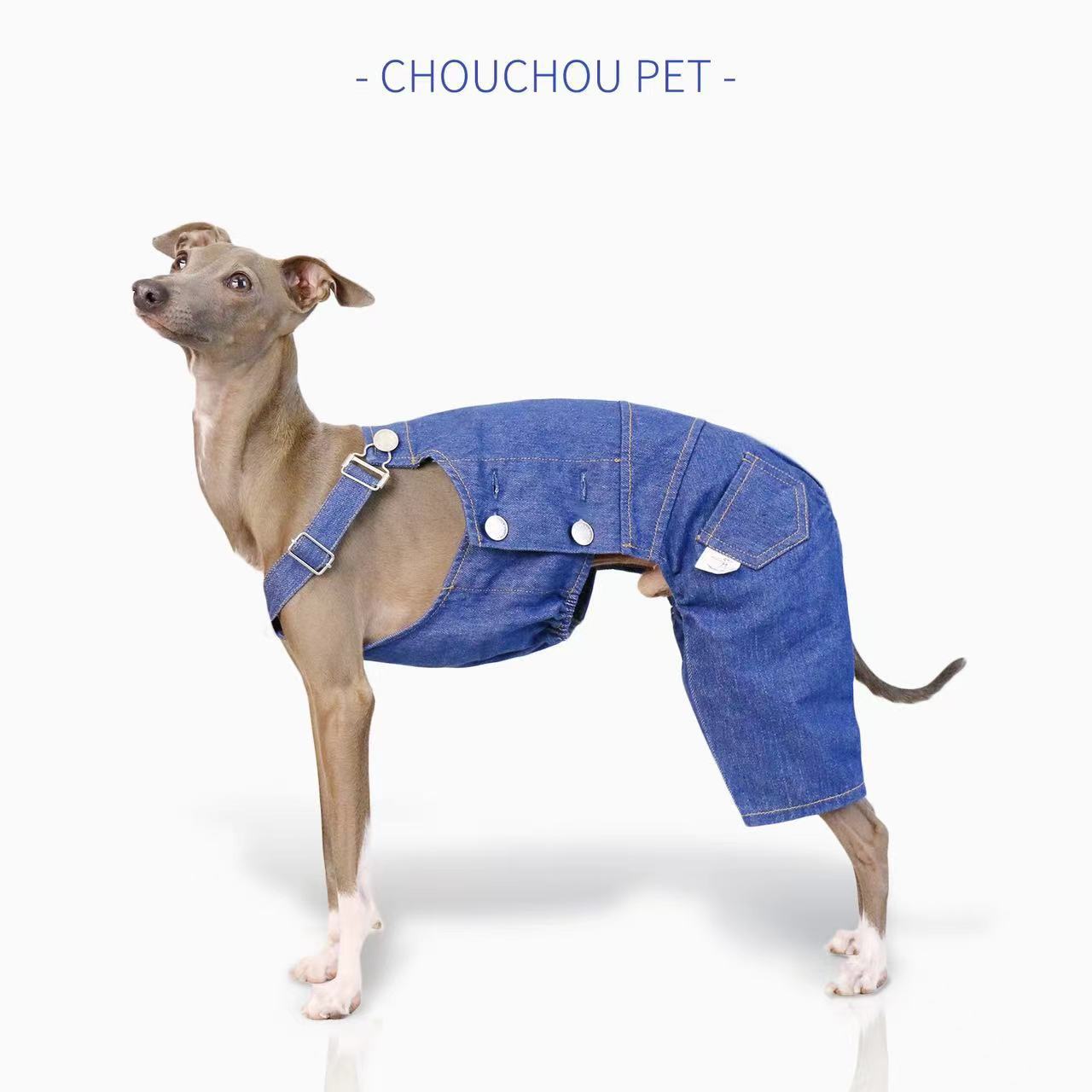 

Комбинезон Greyhound Whippet Denim Регулируемый размер Одежда для собак Small Medium Bellington S синий