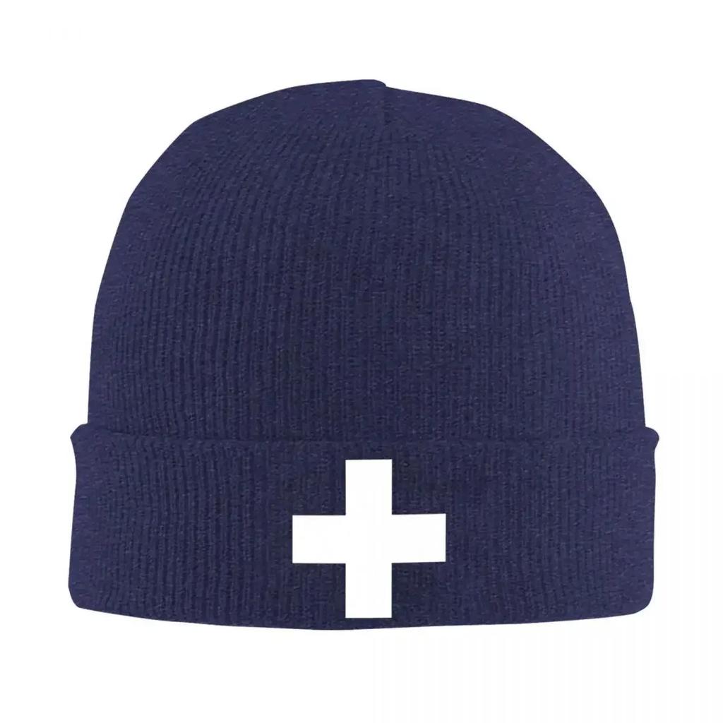 Neue Schweizer Flagge Mützen Modekappen Unisex Erwachsene Outdoor Sport Strickmütze Herbst Winter Muster Elastische Mütze