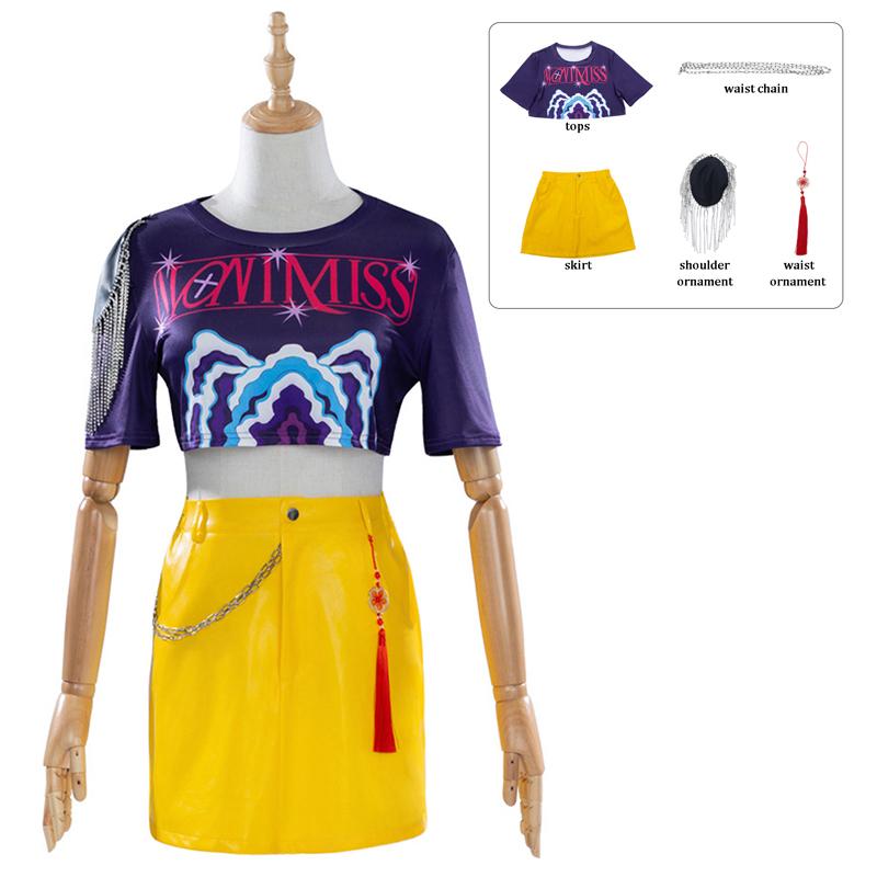 KPop Mira Cosplay Kostüm Oberteil Rock Zubehör Set Mira Perücke Damen Halloween Karneval Party Rollenspiel Outfit Anzug