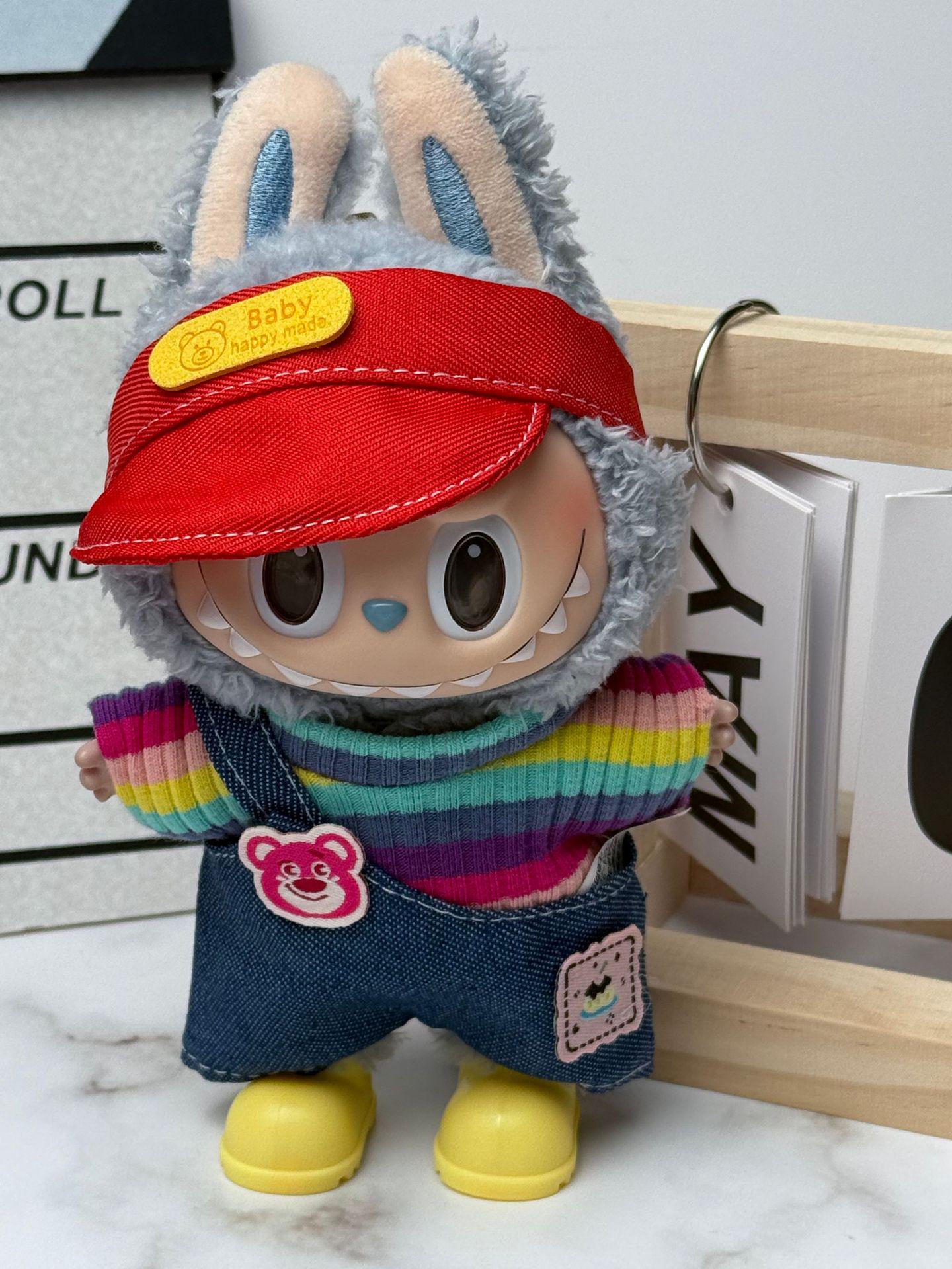 

Одежда для кукол Лабубу: Костюм с юбкой из плюша или винила 17 см, подходит для одного, двух и трех поколений Rainbow Shoulder