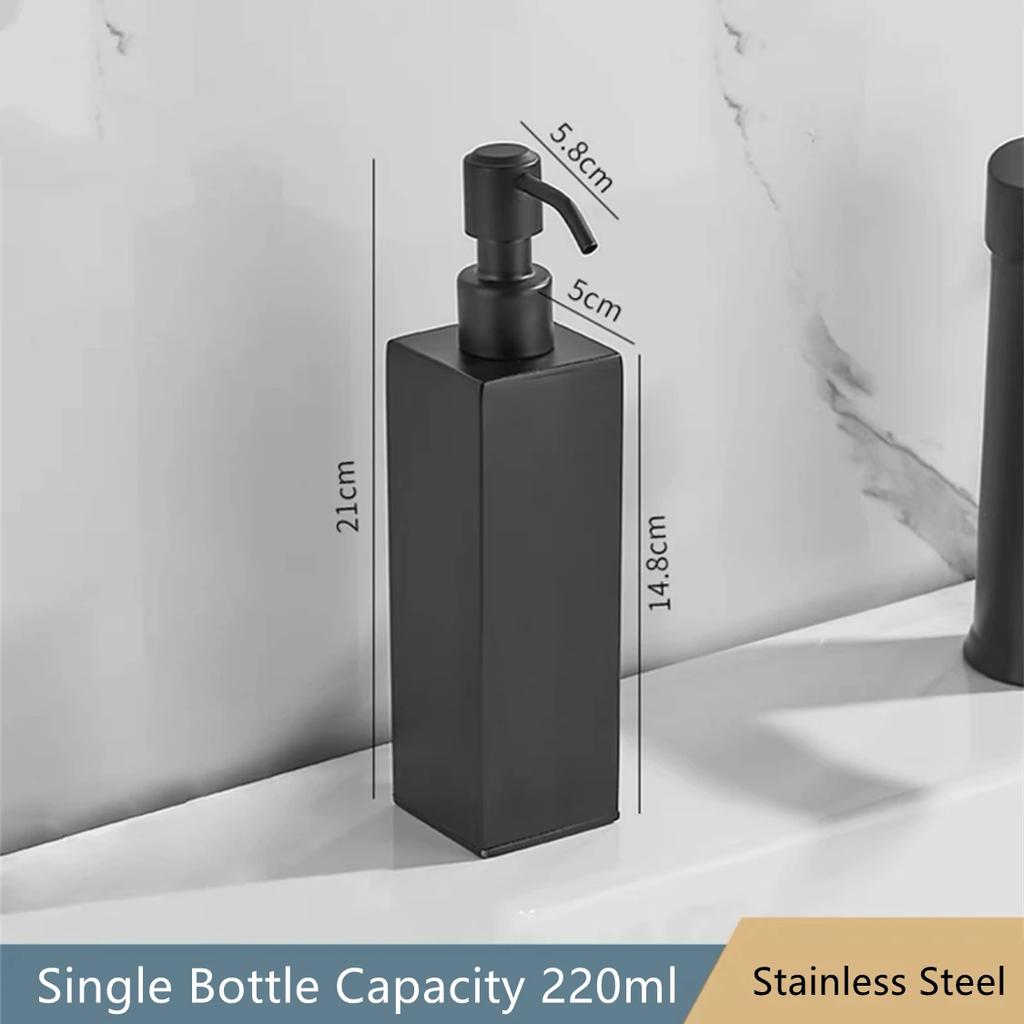 Schwarze Flüssigseifenspender Handpresse Metallpumpe Spender Wand Badezimmerzubehör Küche Edelstahl Lotionflasche