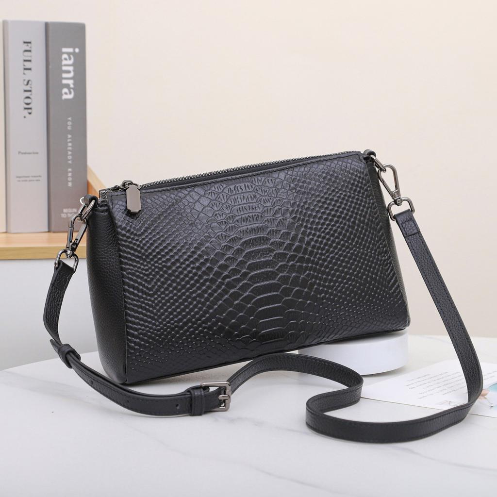 Women's Genuine Leather Shoulder Crossbody Bag - Full-Grain Cowhide Mom Bag, Minimalist Versatile Commute Armpit Bag