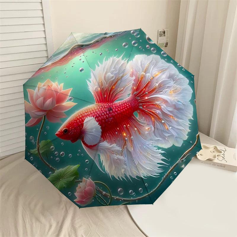 

1PC Betta fish Lotus flower Umbrella-8-Rib Reinforced, Automatic Open, Lightweight & Durable, Cute Fashion Accessory for Outdoor-T196