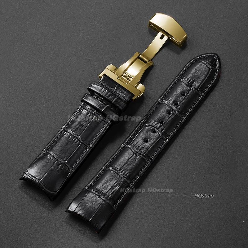 Calfskin Leather Watch Band for Tissot T035 627/407/617 Strap Butterfly Buckle Bracelet Curved End Business Belt 22mm 23mm 24mm