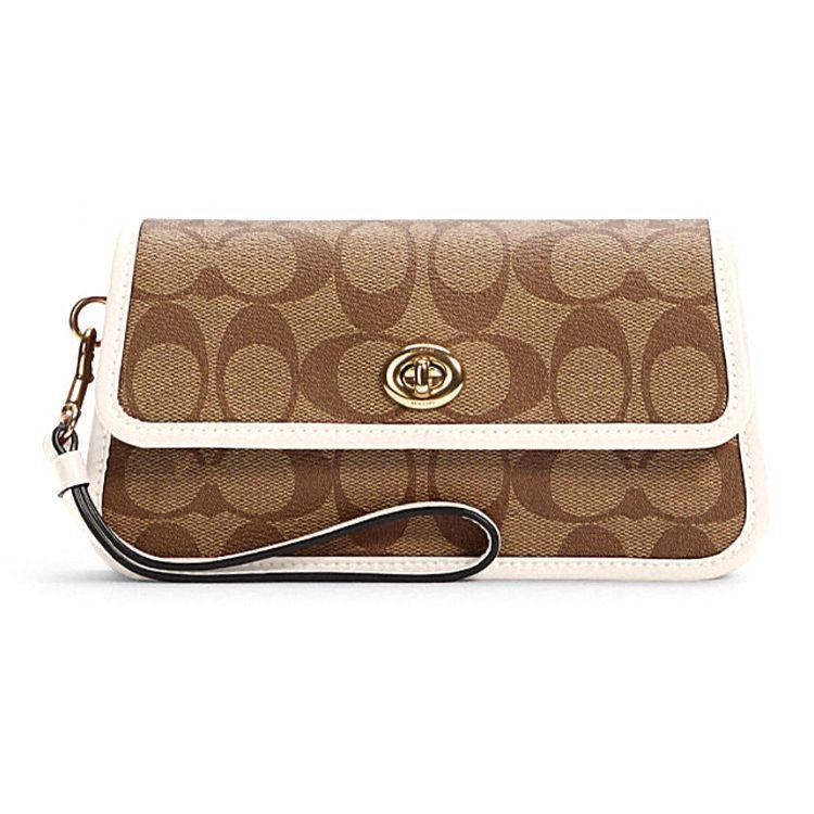 Coach Originals 17 Strapless Monogram Canvas Mahjong Handheld Tote Bag Small Women tote bag Brown Beige C2299-IMDJ8