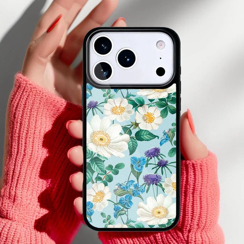 Vintage Leaves Flower Phone Case for iPhone 17 Air 16e 15 14 13 Pro Max Back Cover for 12 11 Pro Coque