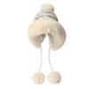 Autumn and Winter Cute Bear Fur Ball Plush Knitted Hat for Women Korean Style Ins Thickened Warm Ear Protection Cold Proof Woolen Hat