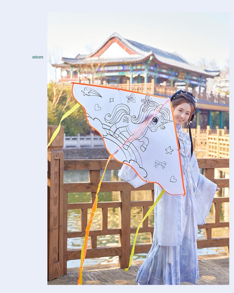 Handmade Children's DIY 1.2m Coloring Kite - Easy To Fly In Light Breeze