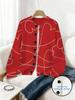 Spring Digital Print Cardigan: Valentine's Day Loose Knit Women's Fashion Top