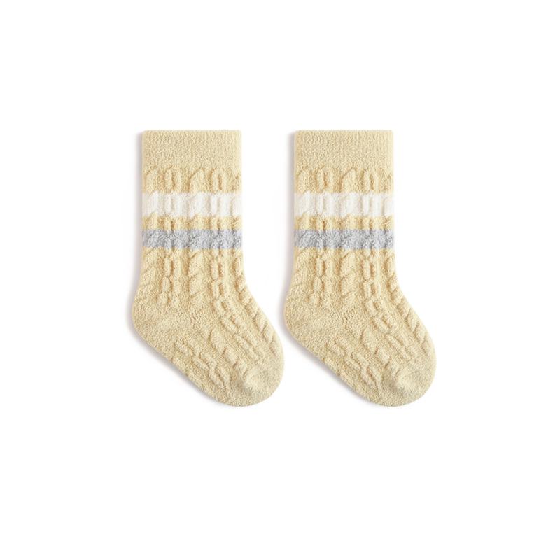 

Thickened Coral Fleece Striped Socks for Kids, Mid-Calf, 0-5 Years, Boys & Girls, Autumn/Winter 3 to 5 years, foot length 14-16.5 cm