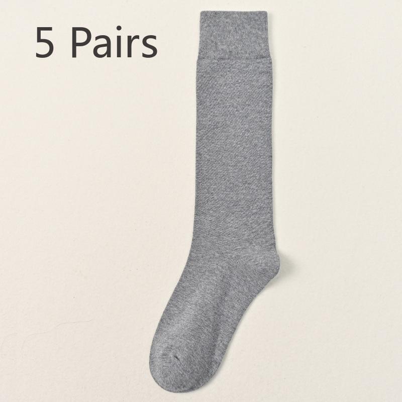 5 Pairs of Men's Autumn and Winter Cotton Boneless Plus Long and Knee Warm Calf Socks