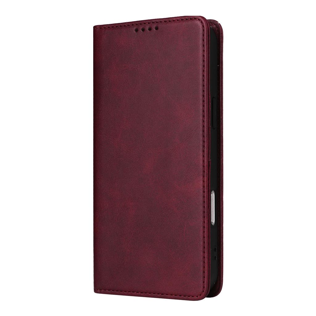 Applicable To iPhone16 Mobile Phone Leather Case 15Pro Solid Color Leather Pattern Card Wallet Magnetic Protective Case 14plus