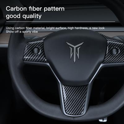 For Tesla Model 3 Model Y Car Steering Wheel Frame ABS Carbon Fiber Steering Wheel Decor Cover Stickers Interior