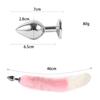 VaHppy SM BDSM Sex Toy Sets Role-playing Fox 5pcs/lot Plush Anal Plug Tail Bell Collar Mouth Plugs White/Black/Pink Couple Games