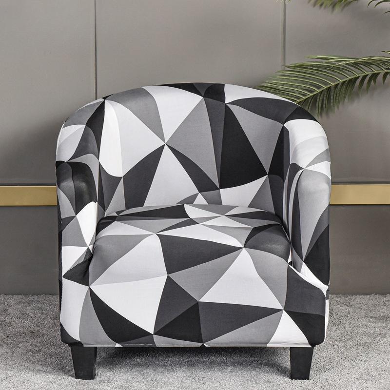 Elastic Full Package Semi-circular Bathtub Small Single Person Sofa Cover, Internet Cafe Coffee Shop Wine Room Print Cover
