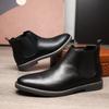 Youth Men's New Style Spring Fall British Leather Chelsea Short Boots Anti Slip Breathable Versatile British Fashion Boots