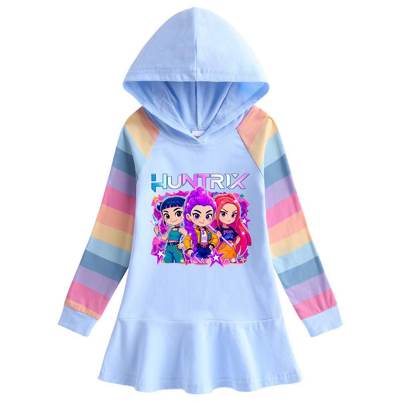 Girls Kpop Rumi Zoey Mira Hunters Printed Colorful Cute Hooded Dress