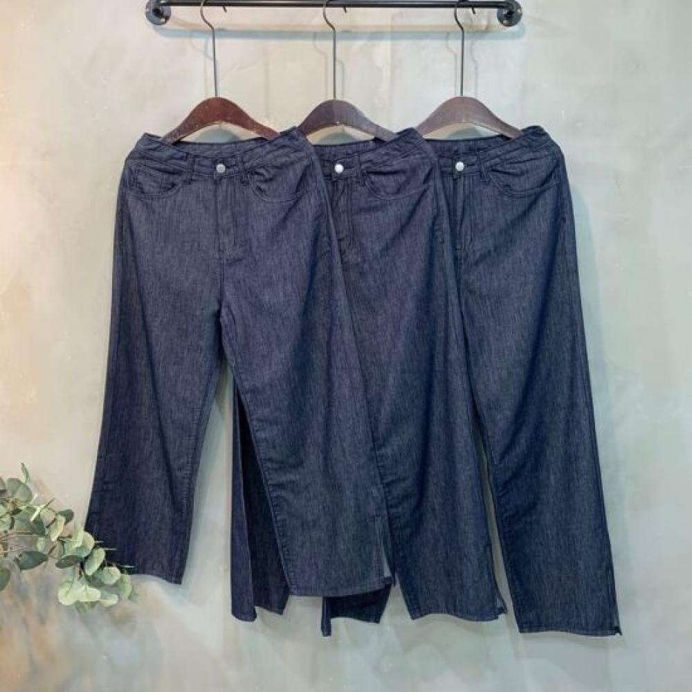 C S In The Room Mihye 3 lengthS Split Straight Wide jeanS 2 ColorS