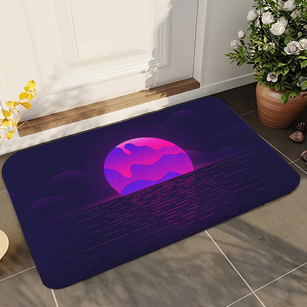 1pc Purple White Wave Gaming Bathroom Absorbent Mats Anti-Slip Mats Home Decor Supplies Carpets Home Kitchen Floor Mats