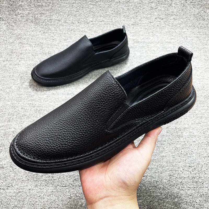 Baotou Cowhide Little White Shoes Spring New One-pedal Soft-soled Casual Loafers Breathable Doudou Shoes Men