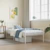 Metal Bed Frame with Headboard and Footboard White 107 X 203 Cm