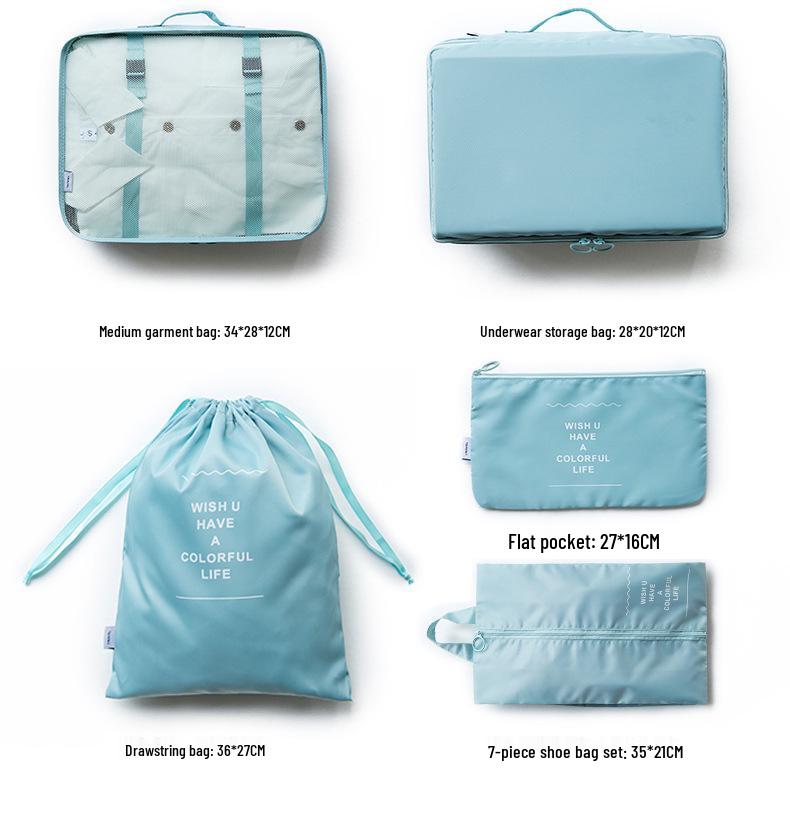 7-Piece Multifunctional Twill Travel Set for Clothes Organization
