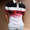 2022 new independent station supply 3D printing lapel short-sleeved pullover casual men's T-shirt zipper POLO shirt