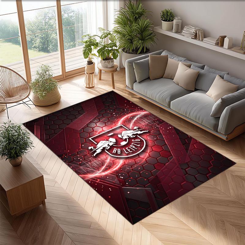 RB Leipzig Football Print Crystal Velvet Rug, Comfortable Water Absorbent Non Slip Indoor Floor Carpet