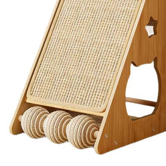 Yousheng Incline Cat Scratching Board Triangle Cat Scratcher Sisal Cat Scratch Ramp with Fuzzy Ball to Protect Furniture Sofa for Indoor Cats