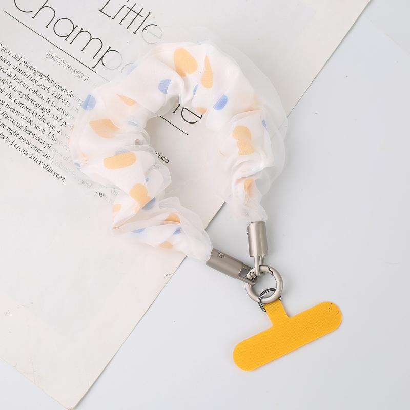 Women Heart Polka Dot Scrunchies Phone Lanyard Universal Phone Wrist Straps Anti Lost Hand Lanyard Detachable Cute Wristband