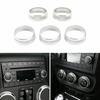 for 11-17 Jeep Wrangler JK Air Condition Switch CD Button Knob Ring Trim Silver