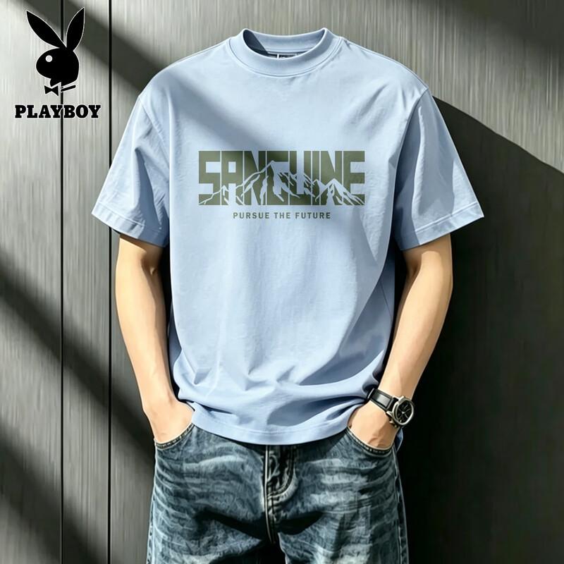 PLAYBOY Men s Loose Fit Pure Cotton Short Sleeve T-Shirt M