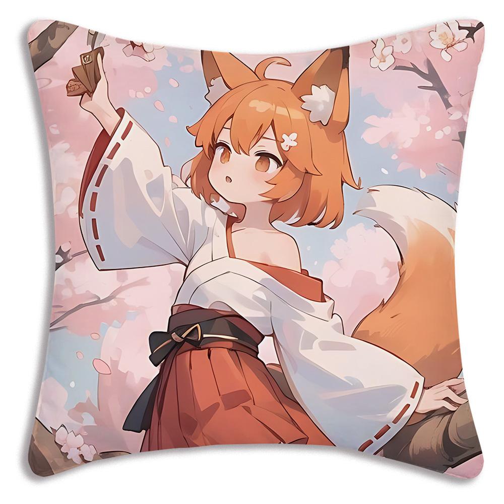 Cute The H-Helpful Fox Senko San Pillow Covers Cartoon Sofa Decorative Home Double-sided Printing Short Plush Cute Cushion Cover