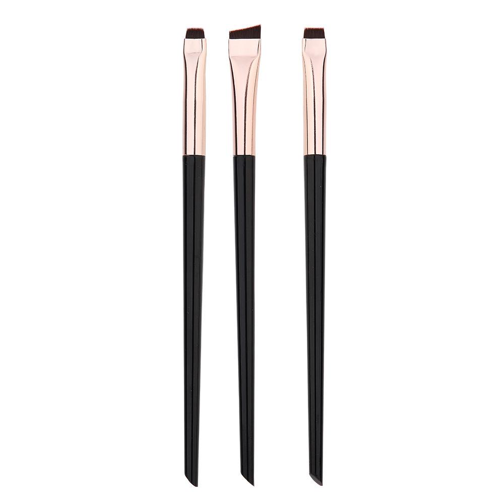 3-Piece Ultra-Thin Eye Makeup Brush Set: Blade Liner, Under-eye Shadow, and Slanted Eyebrow Brushes