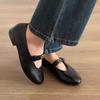 Sheepskin Version~ Retro Camellia Round Head Small Single Shoes for Women with Commuting Low Heels Mary Jane Shoes
