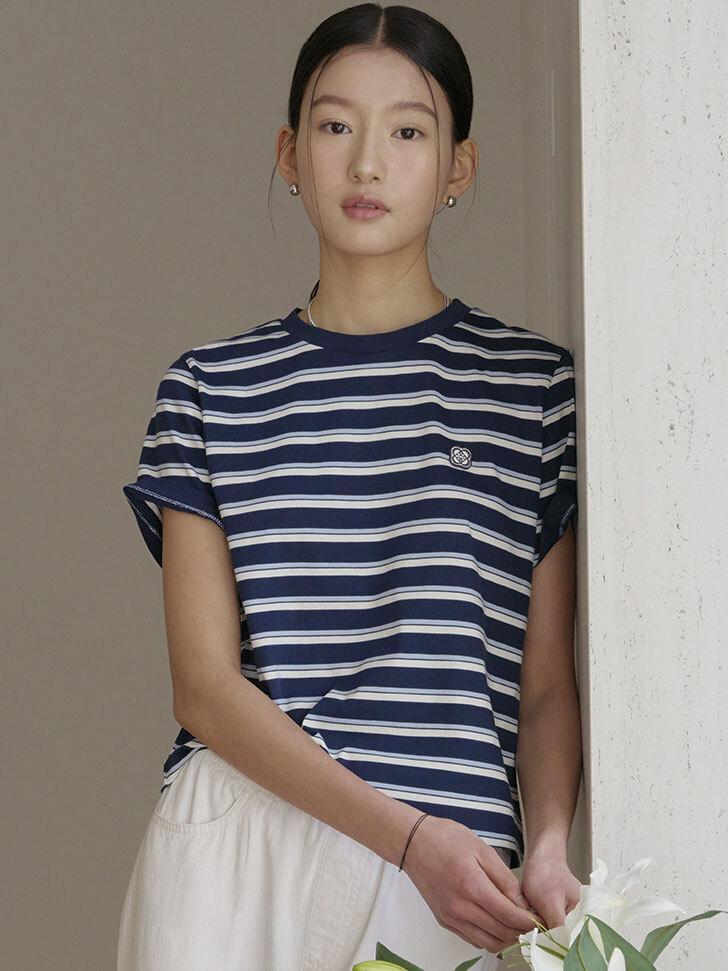 Peulojegteuem Women'S) Multi Stripe Short Sleeve T-Shirt_Eyf2Tr2752