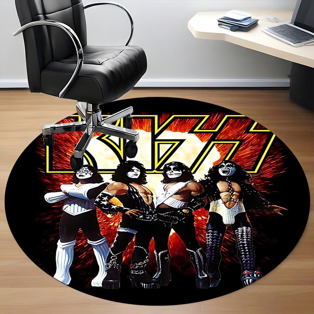 1pc KISS Band Office Round Area Rug, Under Office Chairs Bedroom Living Room Home Decor A1016286