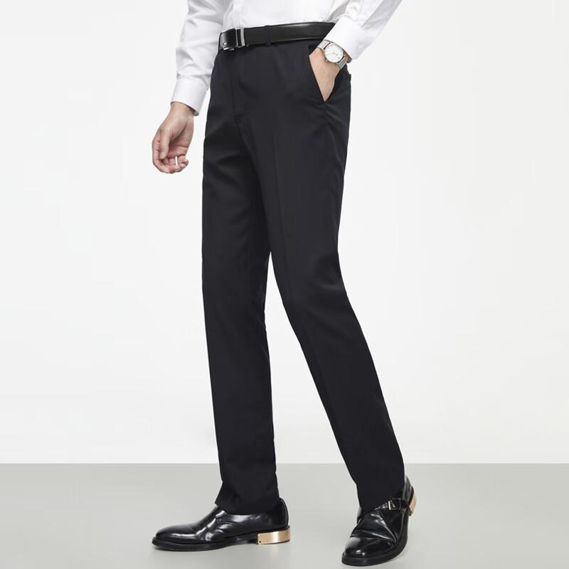 YOUNGOR Men's Black Wool Blend Business Suit Trousers